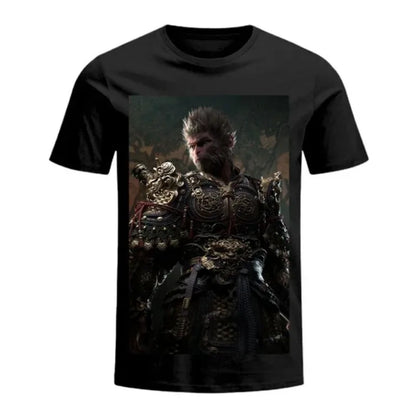 Black Myth Wukong Printed Oversized Short-sleeved Top Men Y2k American Street Casual Breathable Cotton Round Neck T-shirt Women Street King Limited