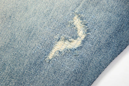 ripped hole distressed black blue washed mens jeans straight casual baggy pockets pencil pants streetwear loose denim trousers unique jeans style 1883