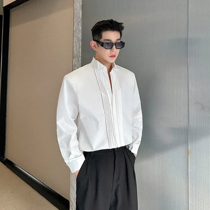 Men French Vintage Fashion Business Casual Long Sleeve Loose Dress Shirts Man Korean Streetwear Party Shirt Blouses Street King Limited