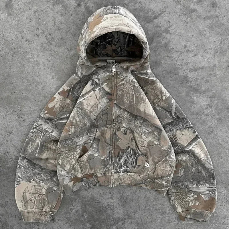 harajuku hunting camo hoodies y2k camouflage sweatpants two piece set streetwear oversized sweatshirts tracksuit men clothing unique joggers style 2096