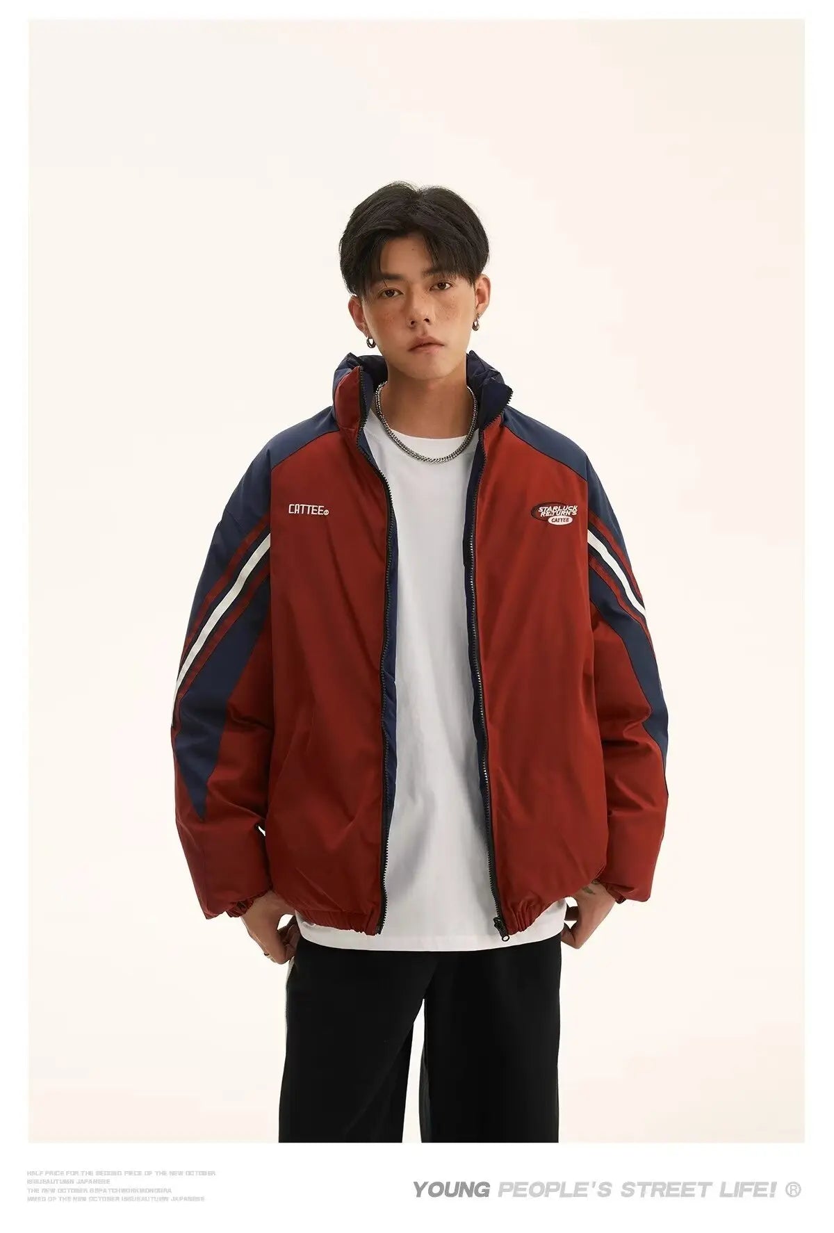 Winter Double Sided Parkas Women Men Thick Warm Patchwork Cotton Padded Coat High Street Loose College Stand Collar Outwear New Street King Limited