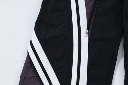 men black sports pants y2k striped patchwork joggers baggy pants hip hop casual drawstring waist quick drying trousers unique joggers style 3738