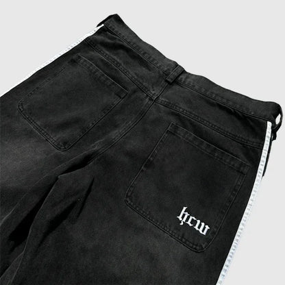 harajuku y2k baggy jeans high quality embroidered striped sweatpants baggy jeans women streetwear casual wide leg denim pants unique joggers style 3750