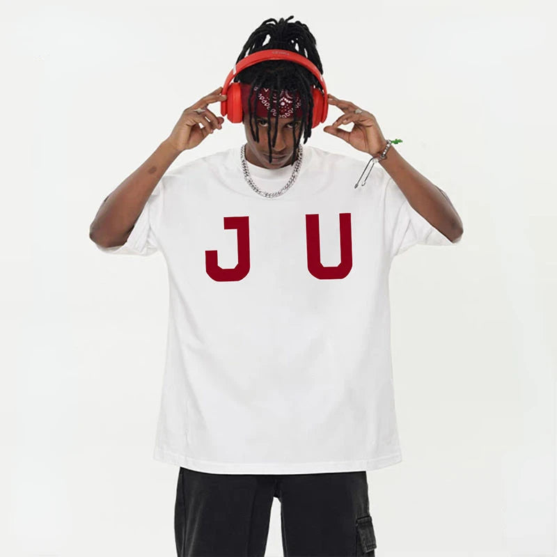 Fashionable Korean Retro Hip-hop Trendy Brand Letter Printed T-shirt Men Ins Niche Design Street Y2K Round Neck Half-sleeved Top Street King Limited