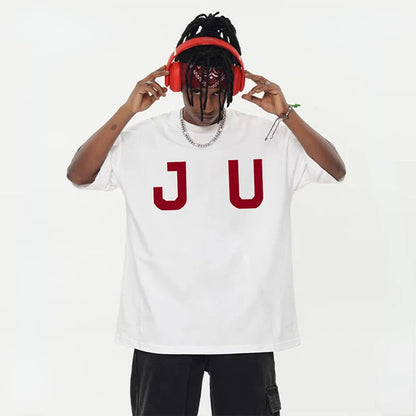 Fashionable Korean Retro Hip-hop Trendy Brand Letter Printed T-shirt Men Ins Niche Design Street Y2K Round Neck Half-sleeved Top Street King Limited
