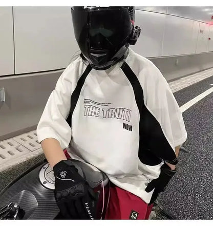 2024 Summer New American Men and Women Trend Hip Hop Letter Print Round Neck Short Sleeve Couple Loose Motorcycle T-shirt Top Street King Limited