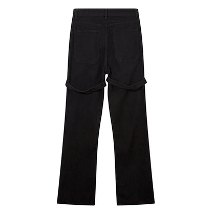 Men Cargo Jeans Vintage Stacked Black Hip Hop Flared Trousers Y2k High Street Baggy Denim Pants Casual Streetwear Unisex Street King Limited