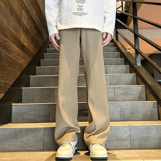 2025 mens four seasons new mid waist micro flared casual pants fashion trend leisure mens flared leg trousers korean pants men minimalist street pants