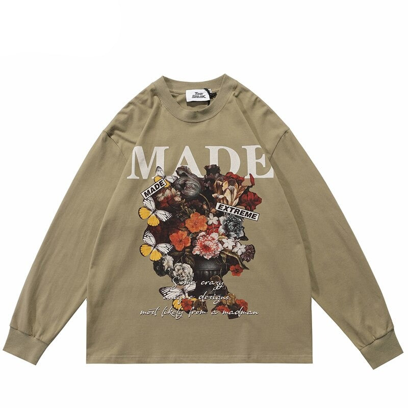 "Floral Basket" Unisex Men Women Streetwear Graphic Sweatshirt Daulet Apparel