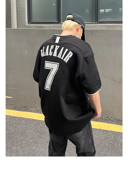 Summer American retro high street niche tops trendy brand ins fashion design oversize couple short-sleeved T-shirt y2k tops emo Street King Limited