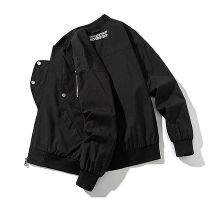 autumn mens zipper bomber jackets aesthetic vintage casual baseball uniform design hip hop street fashion techwear jacket man urban fashion pants