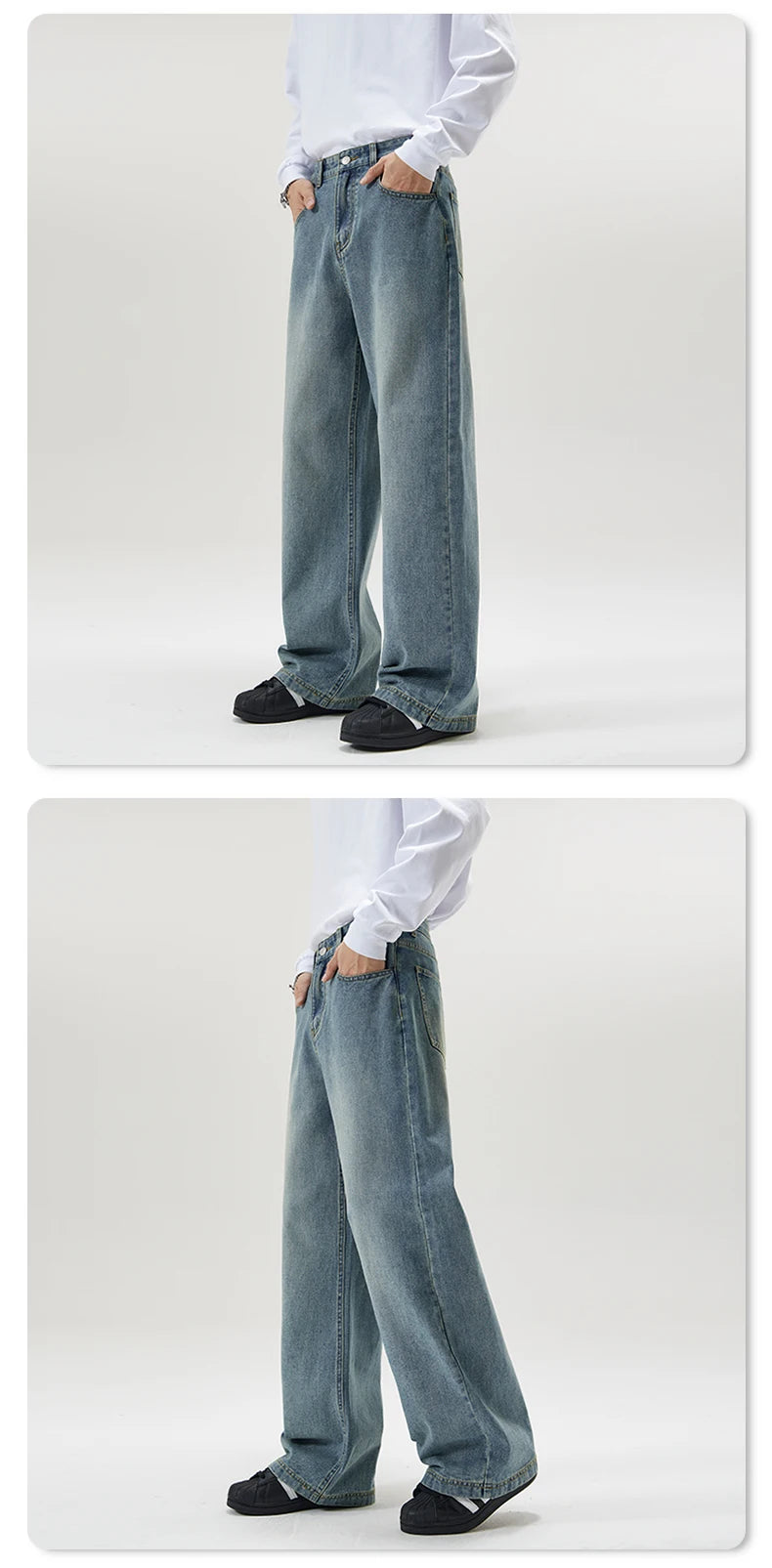 men wide leg straight streetwear fashion loose casual vintage denim baggy jeans pants women y2k jeans trousers unique jeans style 1750