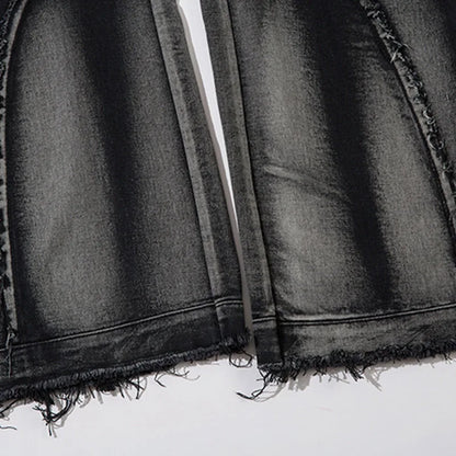 Men Baggy Jeans Spliced Washed Raw Edge Design Denim Pants Y2K Fashion Harajuku Goth Streetwear Wide Leg Trousers Unisex Street King Limited