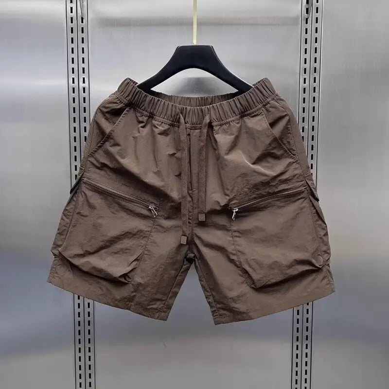 Men Shorts Summer Outdoor Glossy Cool Feeling Quick Dry Wide Leg Pants Functional Wind Large Pockets Trendy Men Workwear Shorts Street King Limited