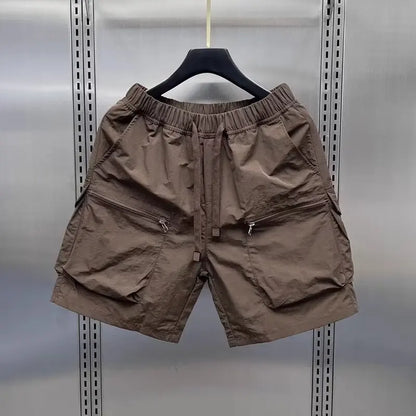 Men Shorts Summer Outdoor Glossy Cool Feeling Quick Dry Wide Leg Pants Functional Wind Large Pockets Trendy Men Workwear Shorts Street King Limited