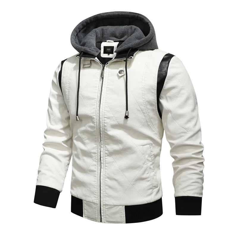 Autumn Winter Bomber Leather Jacket Men Scorpion Embroidery Hooded Jacket PU Leather Motorcycle Mens Ryan Gosling Drive Jacket Street King Limited