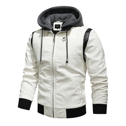 Autumn Winter Bomber Leather Jacket Men Scorpion Embroidery Hooded Jacket PU Leather Motorcycle Mens Ryan Gosling Drive Jacket Street King Limited