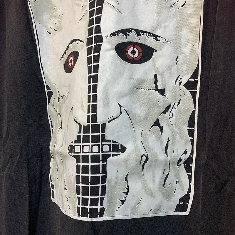 2024ss Sheep Lion Head Printing T Shirt Michael Men Woman Good Quality Vintage Wash Black O-Neck Loose Casual Tops Tee Street King Limited