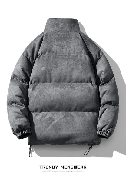 Streetwear Men's Winter Harajuku Fashion Jacket Parkas Bubble Jacket Oversize Warm Solid Coat Faux Suede Puffer Jacket Street King Limited