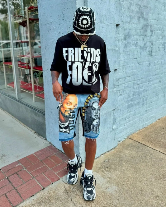 Retro casual Gothic letter pattern printed oversized T-shirt men's Y2K street hip-hop loose and versatile short sleeved shirt Street King Limited