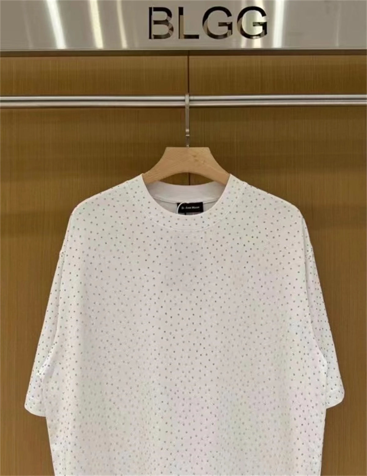 BALCG Style Original Heavy duty Starry Sky Washed Olded Starry Sky Rhinestone Oversized Loose Short sleeved T-shirt White Street King Limited