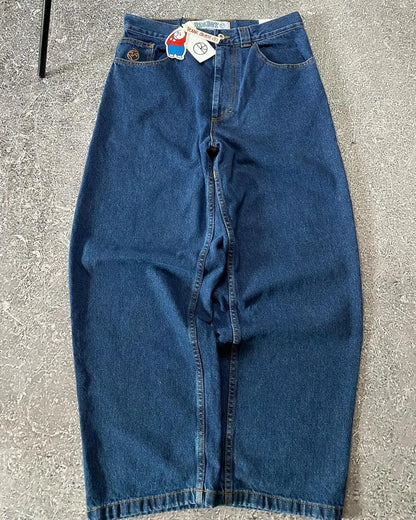retro blue baggy jeans hip hop streetwear big boy jeans y2k embroidery pattern pants men women fashion pants clothing unique jeans style 1011