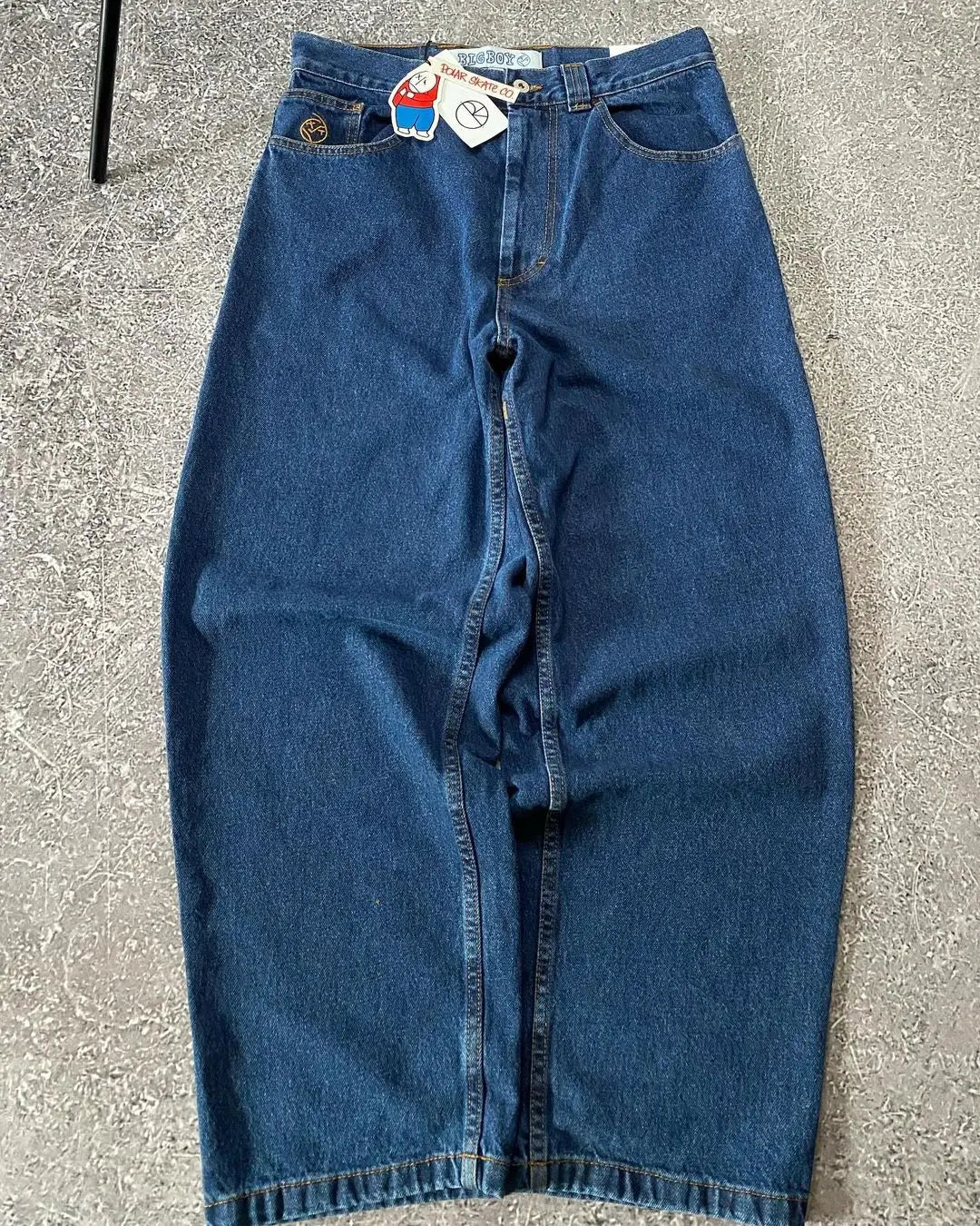retro hip hop streetwear big boy jeans y2k embroidery pattern black baggy jeans pants men women fashion pants clothing unique jeans style 972