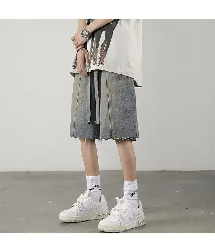 y2k Mens Loose Baggy Denim Short Men Jeans Fashion Streetwear Hip Hop  Male Classic Trend Korean Version  2024 Summer New Street King Limited