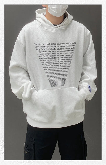 Oversized Flame Graphic Hoodie for Men