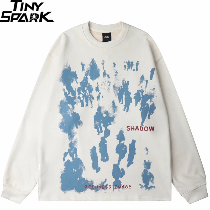 Men Suede Sweatshirt Streetwear Shadow Graphic Harajuku Pullover 2023 Autumn Sweat Shirt Pullover Hip Hop Street Wear Hipster Street King Limited