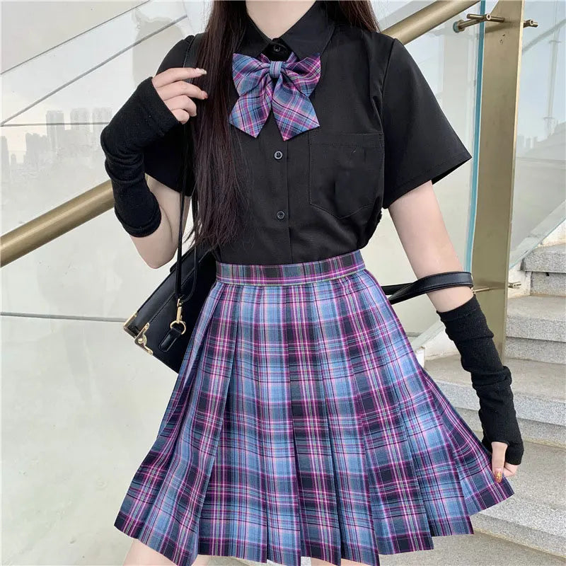 Jk Uniforms Gyaru School Uniform for Girl Student Pleated Skirt Uniform Set Women Short Sleeve Bow Tie Seifuku Japanese Style Street King Limited