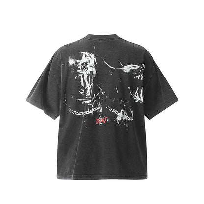 Black White Blue SAINT T-shirt Men Woman Good Quality Vintage Cartoon Pattern Printing Loose Casual Top Tees Street King Limited