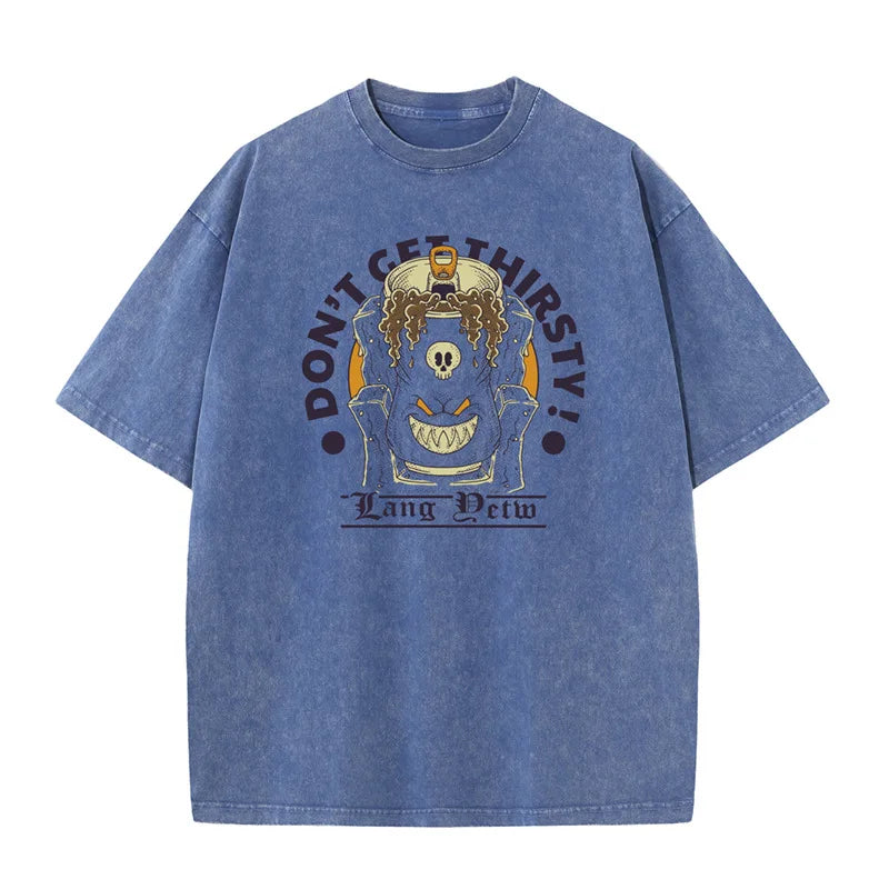 270g Heavyweight American Washed And Distressed Trendy Brand Loose Short-Sleeved T-Shirt For Men In Summer New Street Cotton Street King Limited