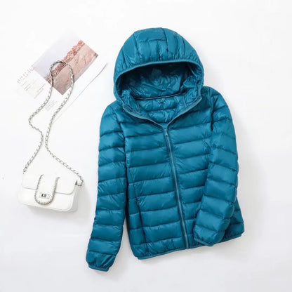 plus size thin light down jacket women 2023 autumn winter slim short hooded warm white duck down coat women outerwear streetwear unique shorts style 4262