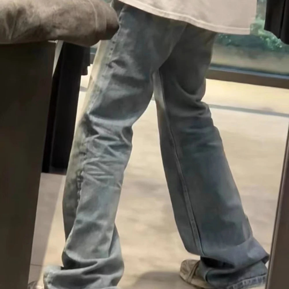 Streetwear Y2k Pantalones Hombre Washed Baggy Flare Jeans Unisex Straight Frayed Casual Denim Trousers Oversized Cargo Pants Street King Limited