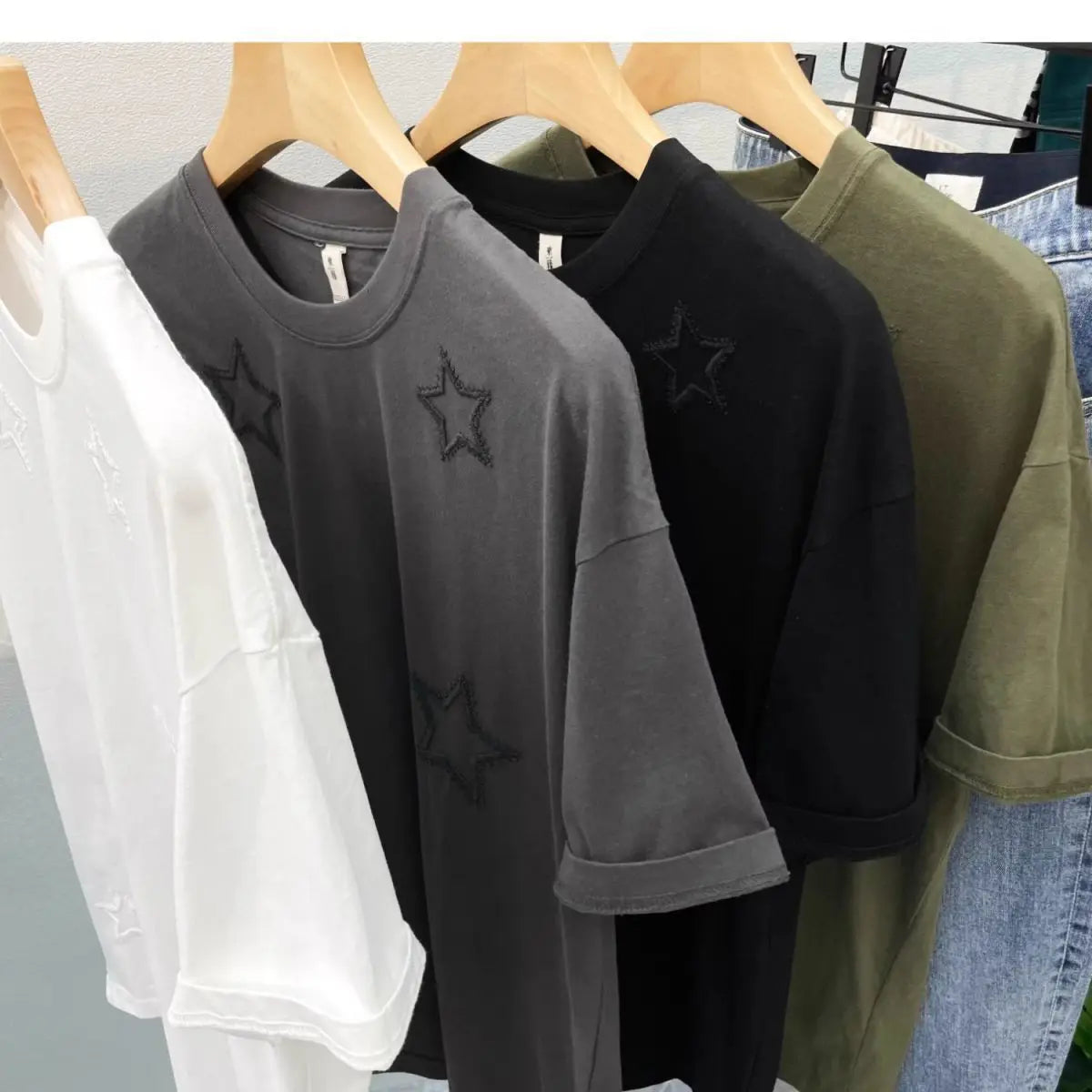 2024 American style men and women summer pentagram round neck short sleeved trendy couple loose retro casual T-shirt top y2k Street King Limited