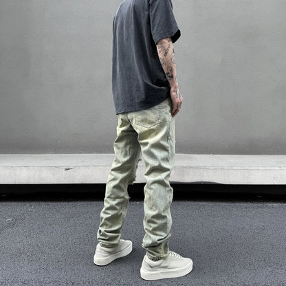 retro washed skinny jeans men pant destroyed ripped holes slim biker zipper jeans trousers fashion streetwear hip hop joggers unique joggers style 4201