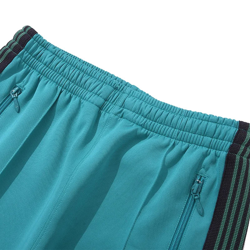 new lake green pants men woman trend loose casual pattern embroidery side edge weaving stripe joggers sweatpants urban active pants