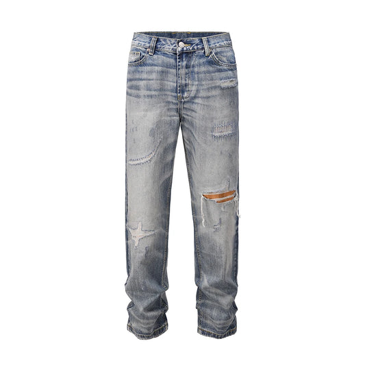 vintage washed hole damaged patchwork baggy jeans pants for men and women straight pantalones hombre y2k denim trousers oversize denim street jeans