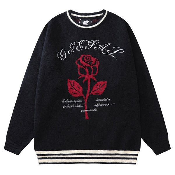 "Big Rose" Unisex Men Women Streetwear Graphic Sweater Daulet Apparel