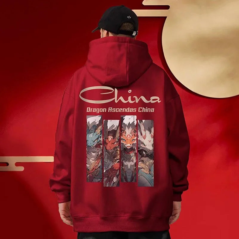 Dragon Ascendas China Graphic Sweatshirts Hombre Hip Hop Fashion Hoodies Oversize Y2K Streetwear Fleece Hoody Printed Clothes Street King Limited