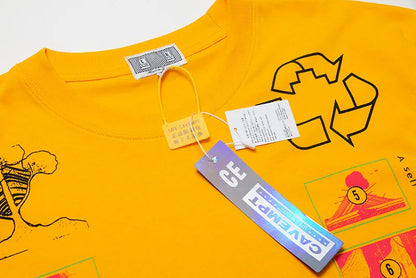 Men Woman CAVEMPT Tops Tee Summer Cotton Slogan Abstract Printing O-Neck Loose Classic All-match Casual C.E Short Sleeve Street King Limited