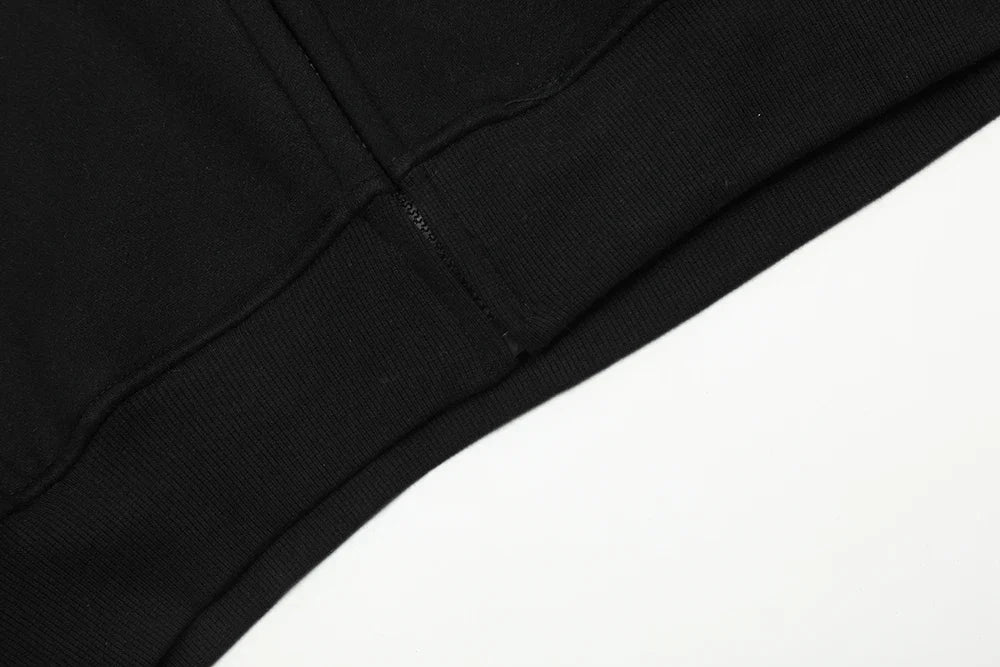 New Autumn Logo Embroidery Black Fleece Hooded Hoodies for Men and Women  Streetwear Baggy Casual Cardigan Zipper Sweatshirts Street King Limited