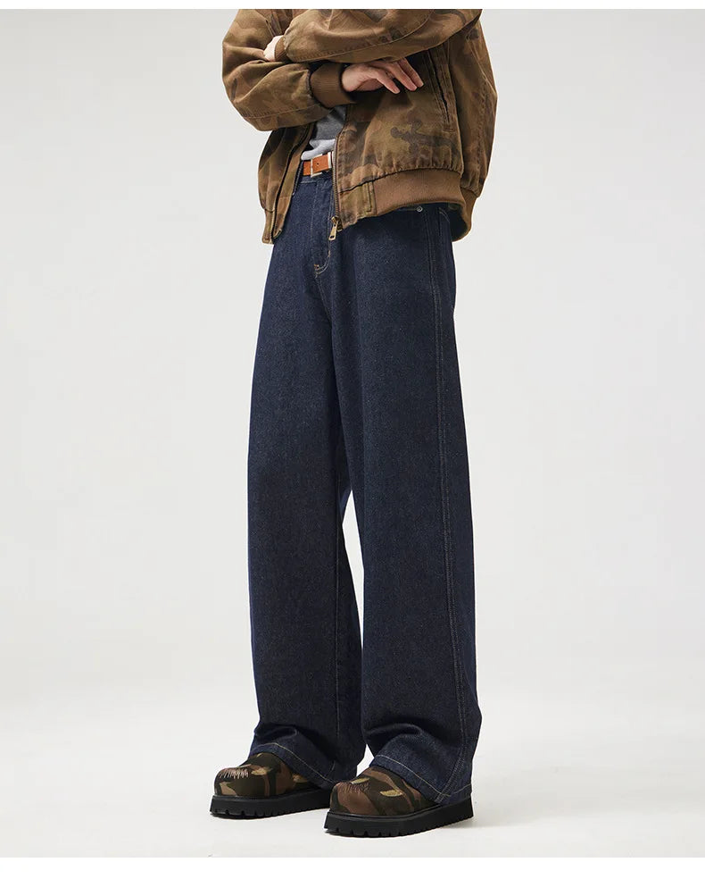 classic primary color jeans mens loose casual straight cleanfit fashion denim jeans pants man streetwear jeans trousers unique jeans style 1868