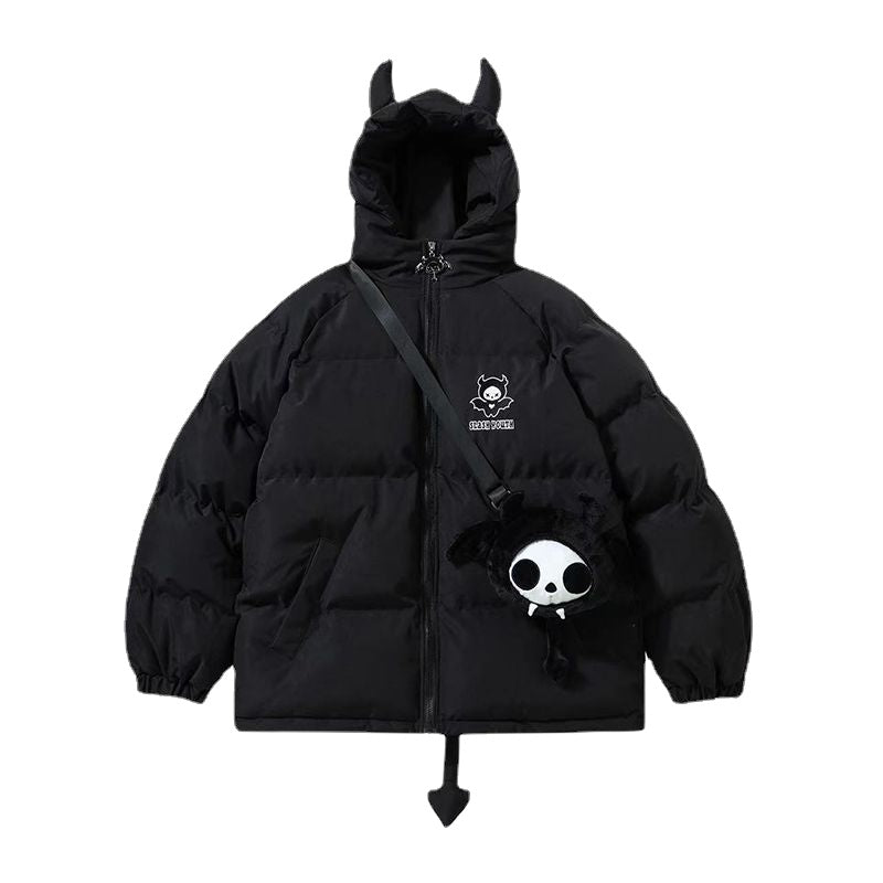 Winter loose devil thick cotton coat trend high street flight suit Japanese college style cotton jacket men or women winter tops Street King Limited
