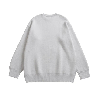 Hip Hop Knitted Sweater Men Winter O-neck Anime Spider Web Pattern Pullover Streetwear Casual Loose Sweater Warm Jumper Knitwear Street King Limited