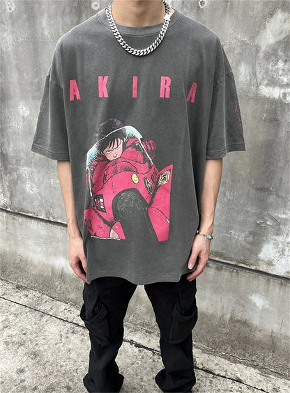 24ss Summer Vintage Retro Anime Printing High-Street T-Shirt Tops Street King Limited