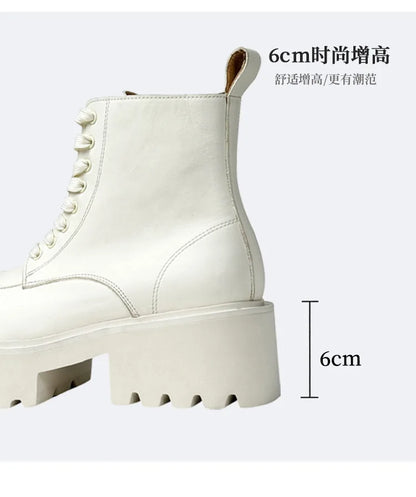 Men's Genuine Leather High Sole Platform Streetwear Fashion Casual Increase Boots Male Punk Gothic Rock Motorcycle Boots Shoes Street King Limited