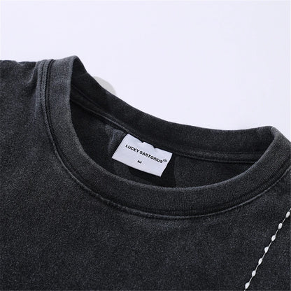 2024 Hip Hop T-Shirt Black Blue Streetwear Water Droplet Embroidery T-shirts Casual Cotton Unisex Tshirt Men Tops Tees Hipster Street King Limited