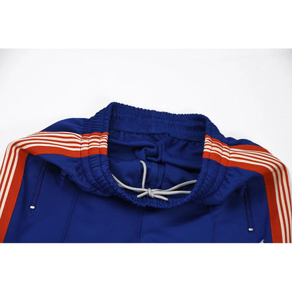 colorful blue motion casual pants men woman trend side edge weaving embroidery drawstring loose joggers sweatpants sporty tapered joggers